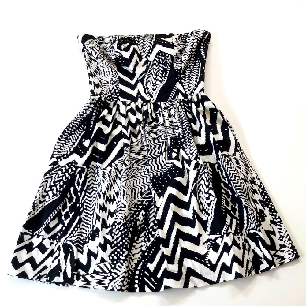 NWT Aqua Mini Dress modern black and white print